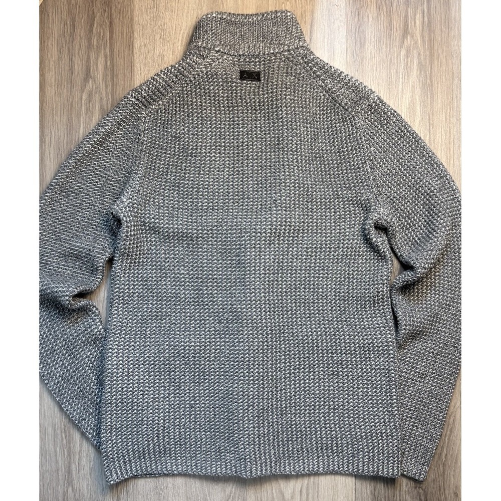 Armani Exchange Gray Button Cardigan Sweater Wool Cotton Pockets Cozy Mens M - Picture 8 of 9
